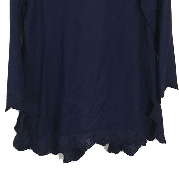 NWT Soft Surroundings Sonoma Embroidered Asymmetrical Hem Open Cardigan Navy SP - Picture 5 of 13